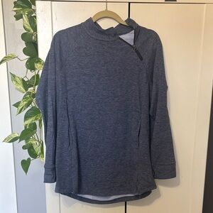 Aventura Heathered Blue Diagonal Zip Pullover